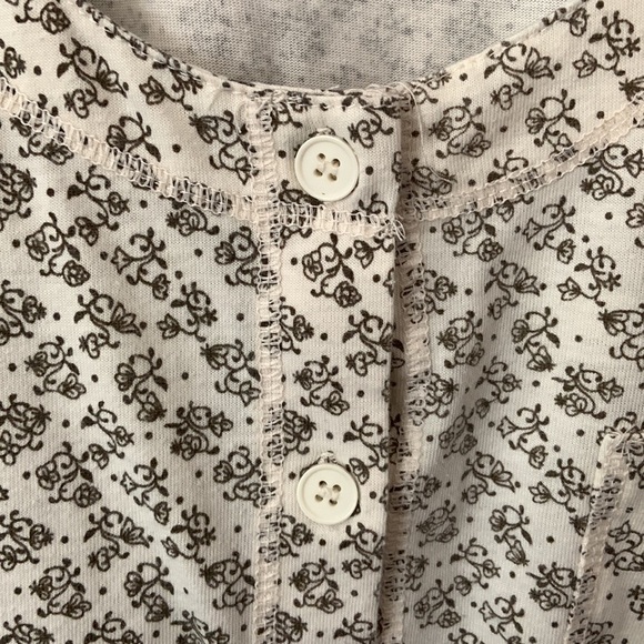 Vintage Palm Grove Cream Print Button Front Sleeveless Top - Picture 3 of 5